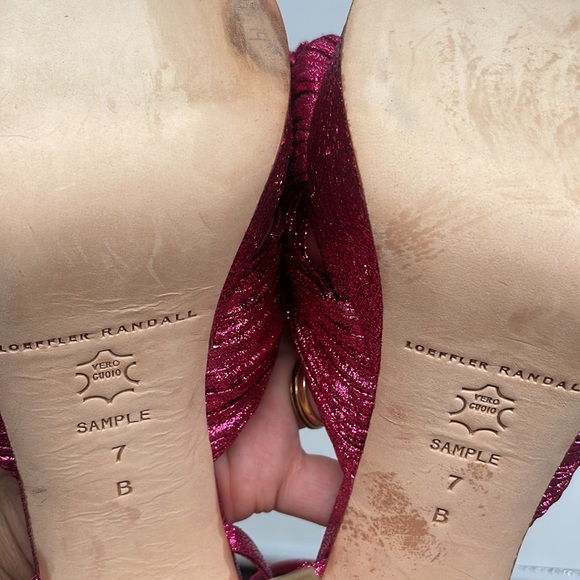 Loeffler Randall Fuschia Pink Metallic Natalia pleated knot platform heels 7 - Picture 9 of 9